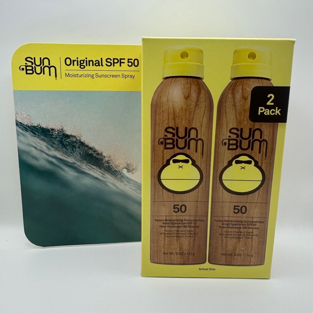Sun Bum Original SPF 50 Moisturizing Sunscreen Spray 2 Pack 5oz Cans Exp 12/2027